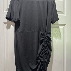 Pink Black Ruched Dress